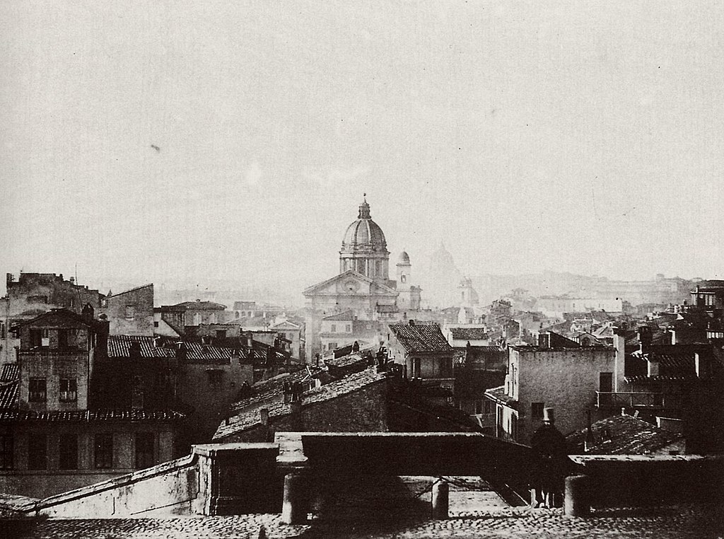 Vue sur Rome en 1850 depuis la piazza SS Trinità dei Monti.