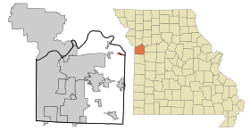Jackson County Missouri Incorporated and Unincorporated areas Levasy Highlighted.svg