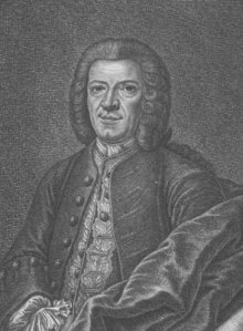 Johann Christoph von Dreyhaupt (Frontispiz der Beschreibung des Saalkreises, 1749) (Quelle: Wikimedia)