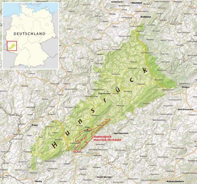 Lage des Nationalparks im Hunsrück