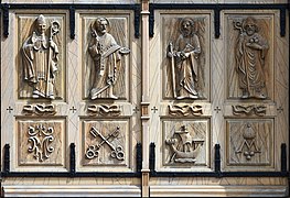 Sculptured wooden doors of Saints Peter & Paul Cathedral, Kaunas