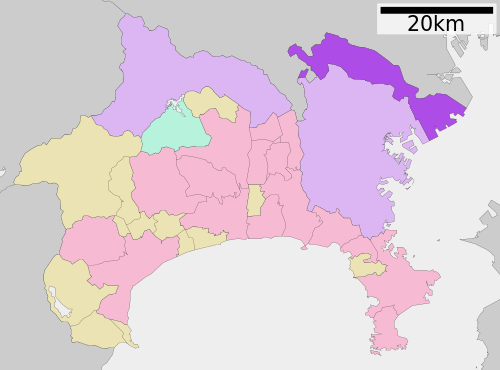 Location of Kawasaki in Kanagawa Prefecture