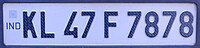 vehicle number plate Kerala India