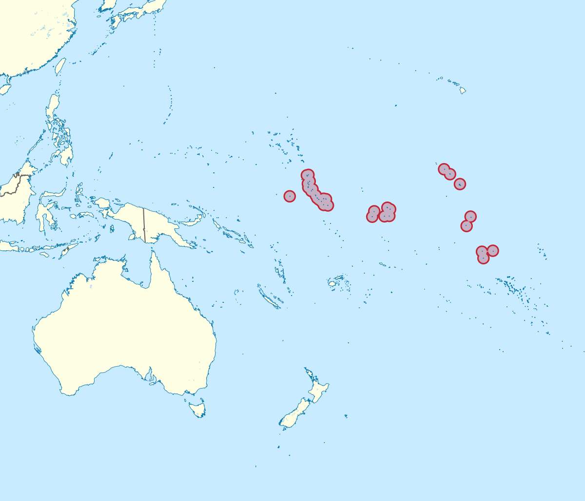 Острова тихого океана список на карте. Кирибати на карте Океании.