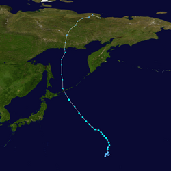 輕度颱風奇洛基的路徑圖
