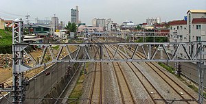 La ligne Gyeongin près de la gare de Jemulpo en 2008
