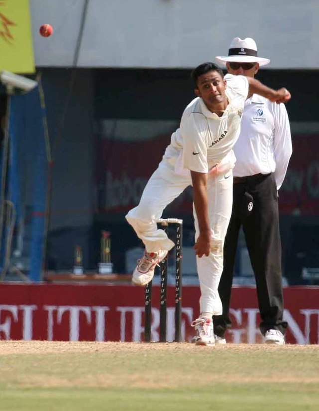 Anil Kumble in action during 2008 South Africa tour of India - 1st Test in Chennai