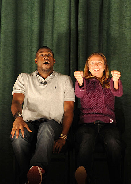 File:Kyle Terry and Amber Kelly perform "Sex Signals" Oct. 16, 2008, at the theater at Cannon Air Force Base, N.M. The play educates U.S. Airmen about preventing sexual assaults by mixing improvisational comedy 081016-F-ML202-020.jpg