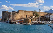 Kyrenia Castle was originally built by the Byzantines and enlarged by the Venetians. Kyrenia 01-2017 img11 Castle exterior.jpg