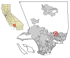 Zones incorporées du comté de LA Bradbury en surbrillance.svg