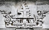 LMS crest, carved into the stonework at Leeds station LMS shield on station in leeds.jpg