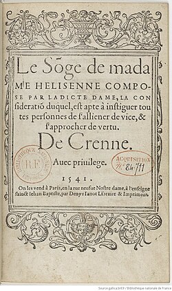 Image illustrative de l’article Le Songe (Hélisenne de Crenne)