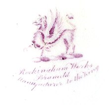 Impression lithographique au revers de la soucoupe Rockingham "Brameld"