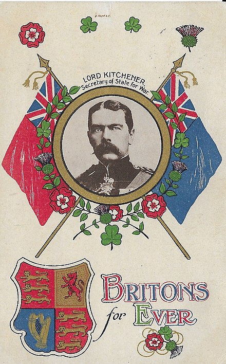 Postcard of Lord Kitchener from WW1 period. The picture shows him as a younger man.