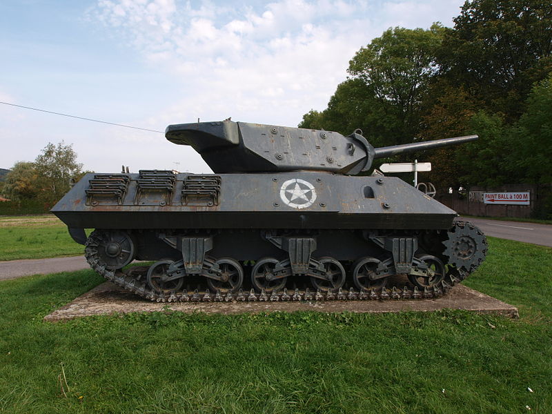 File:M10 Wolverine TD war memorial at Veckring, France pic1.JPG