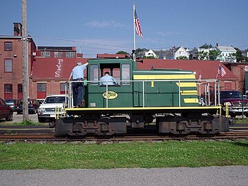 GE 23-ton locomotive on the railroad