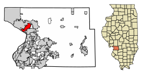 Madison County Illinois Incorporated and Unincorporated areas East Alton Highlighted.svg