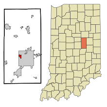 Madison County Indiana beágyazott és be nem épített területek Edgewood Highlighted.svg