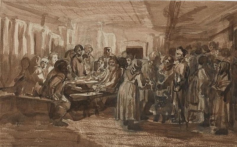 File:Maksimov A Sorcerer comes to a peasant wedding study 1870s gtg.jpg