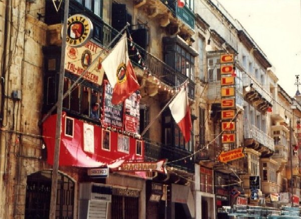 The club of the Malta Labour Party in Republic Street, Valletta in 1985.