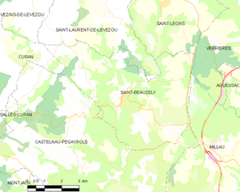Mapa obce Saint-Beauzély