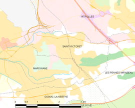 Mapa obce Saint-Victoret