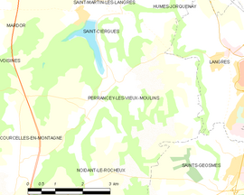 Mapa obce Perrancey-les-Vieux-Moulins