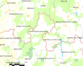 Mapa obce Saint-André-en-Morvan