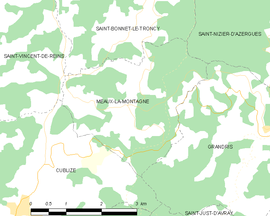 Mapa obce Meaux-la-Montagne