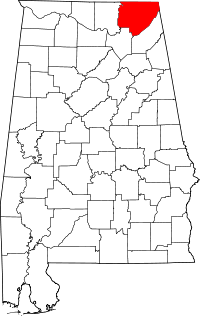 Округ Джексон на мапі штату Алабама highlighting