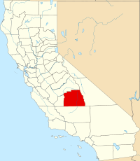 Map of California highlighting Tulare County