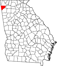 チャトゥーガ郡の位置を示したジョージア州の地図