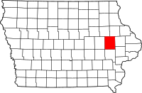 Map of Ajova highlighting Linn County