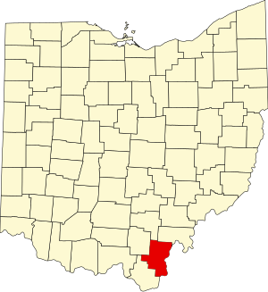 Gallia County'yi vurgulayan Ohio Haritası