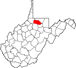 map of West Virginia highlighting Marion County