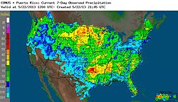 Total precipitation across the United States from May 16-22. May 16 to 22, 2013 United States Rainfall.jpg