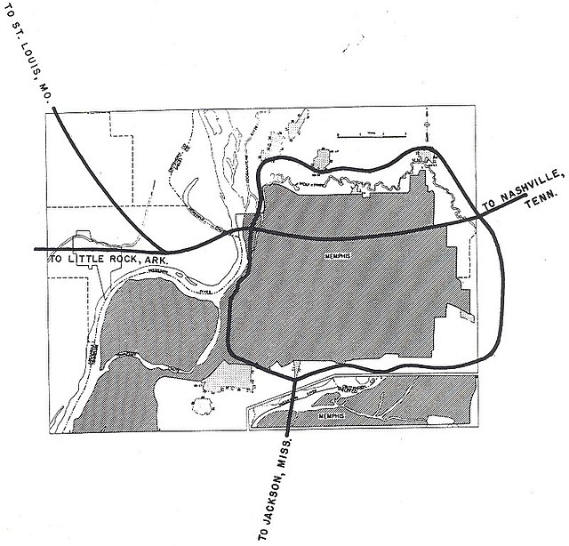 1955 Interstate Highway plan for Memphis