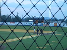 A photograph taken at midnight during the 2005 game, June 21, 2005. Midnight Sun Baseball Game.jpg