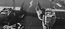 Casco Bay Bridge under construction. The span is much larger than its predecessor Million Dollar Bridge (Maine).jpg