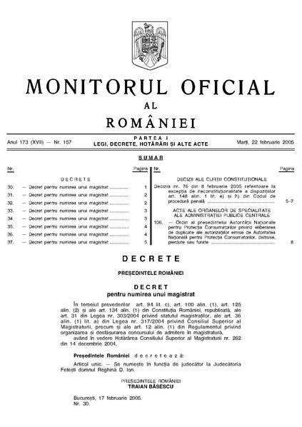 File:Monitorul Oficial al României. Partea I 2005-02-22, nr. 157.pdf