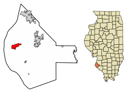 Location of Valmeyer in Monroe County, Illinois.