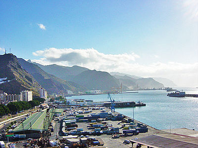 Panoramic view of the port of Santa Cruz de Tenerife