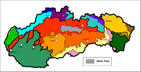 Mapa de ubicación de los Bajos Tatras.