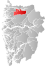 Gloppen markert med rødt på fylkeskartet