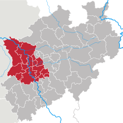 Map of North Rhine-Westphalia highlighting Düsseldorf