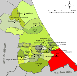Kaart van Oliva