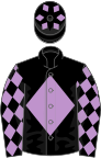 Black, Mauve diamond, diamonds on sleeves and cap