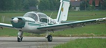 A PZL Koliber, 2014. Note the type's large tail fin PZL110 Koliber DSC01843.JPG