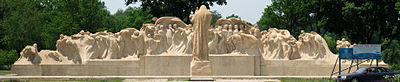 Fountain of Time in southeast Washington Park at the western edge of the Midway Plaisance