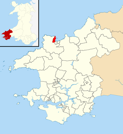 Location of Goodwick ward in the north of Pembrokeshire Pembrokeshire UK wards - Goodwick locator.png